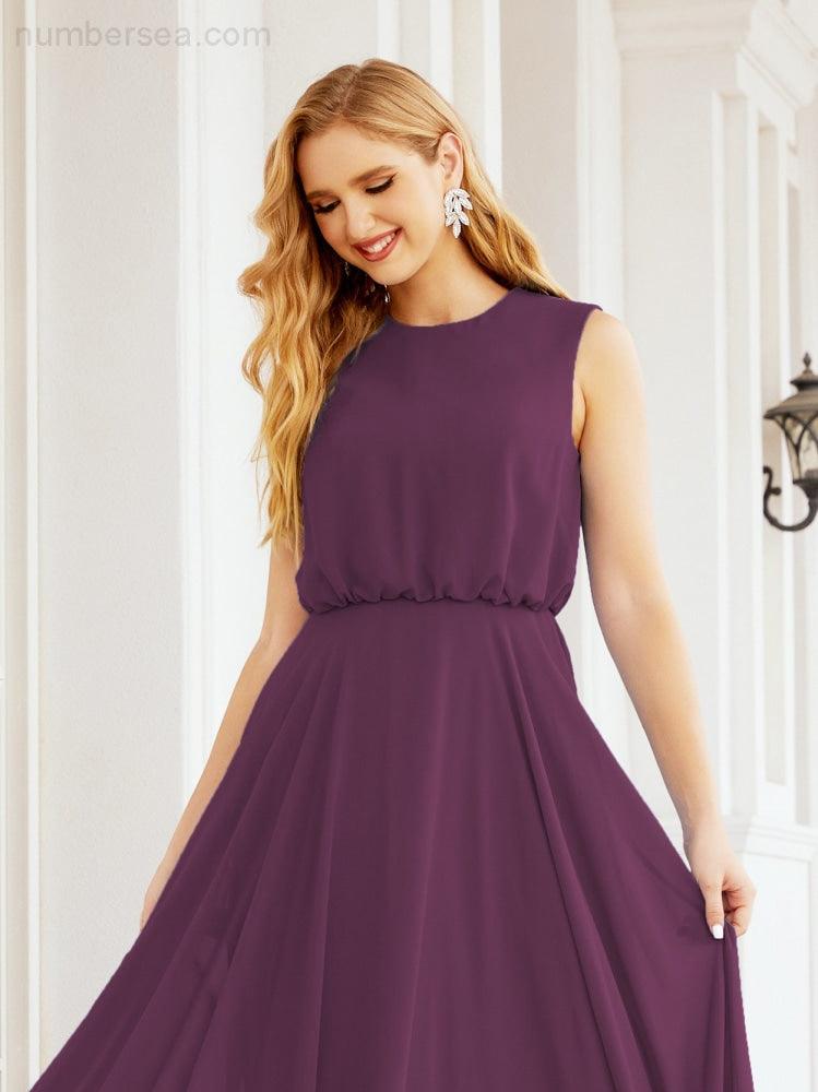 Sleeveless Long Bridesmaid Dress A line Formal Evening Prom Gown 28025