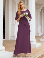 Numbersea Festliches Abendkleid Lang Mutter der Braut Kleid mit Rüschencape 28026