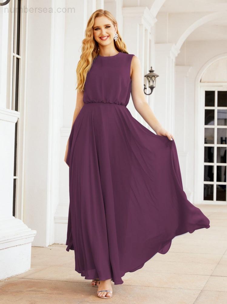 Sleeveless Long Bridesmaid Dress A line Formal Evening Prom Gown 28025