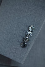 Dusty Blue Pinstripe Wool Tailored 3 Piece Wedding Suit For Groom And Groomsmen