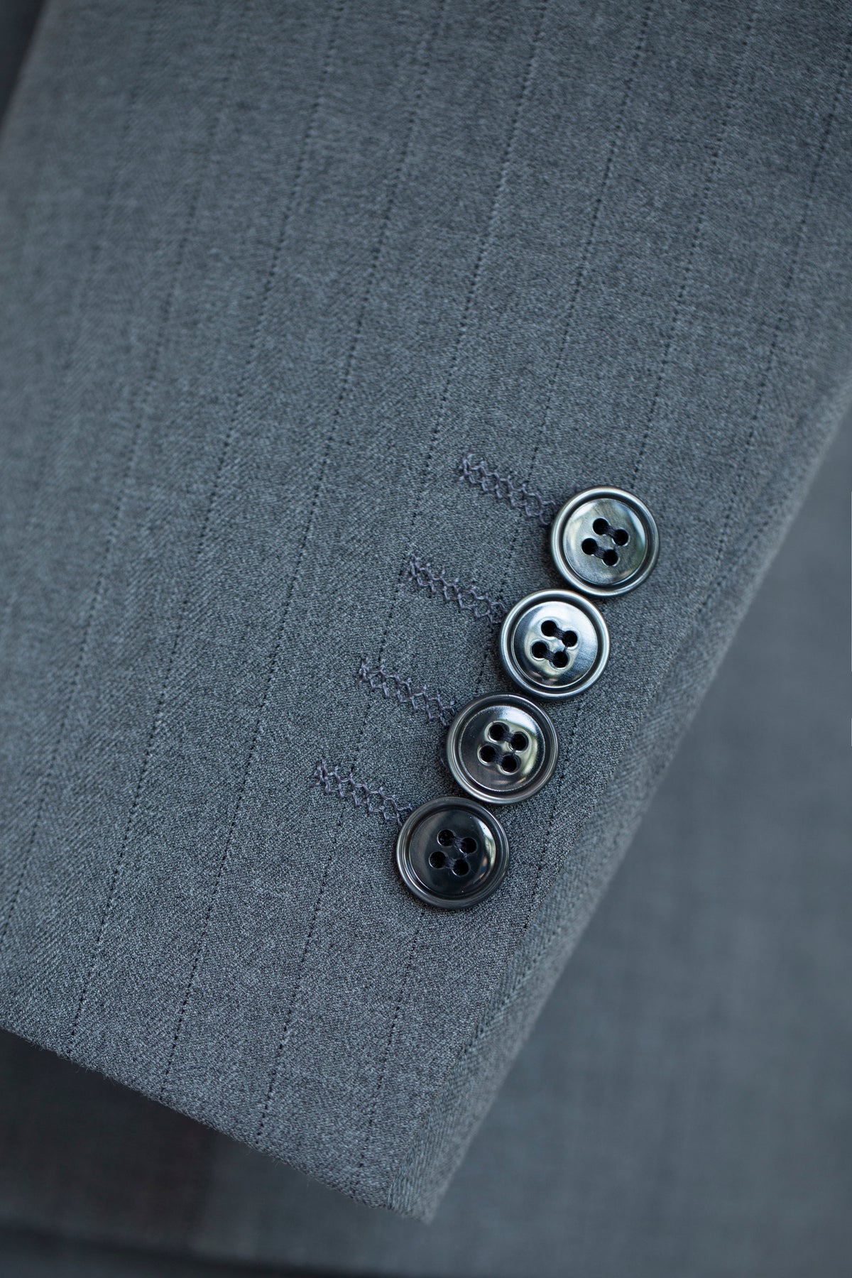 Dusty Blue Pinstripe Wool Tailored 3 Piece Wedding Suit For Groom And Groomsmen