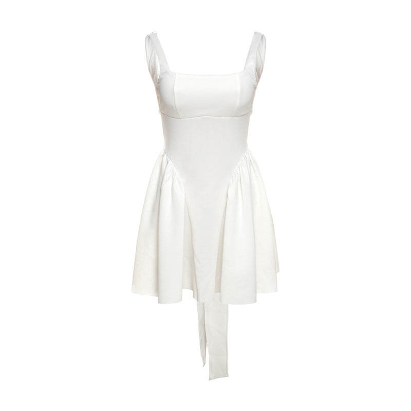 Abito da Sera Estivo Donna Sexy con Schienale Scoperto, Lacci e Fiocco – Elegante e Alla Moda