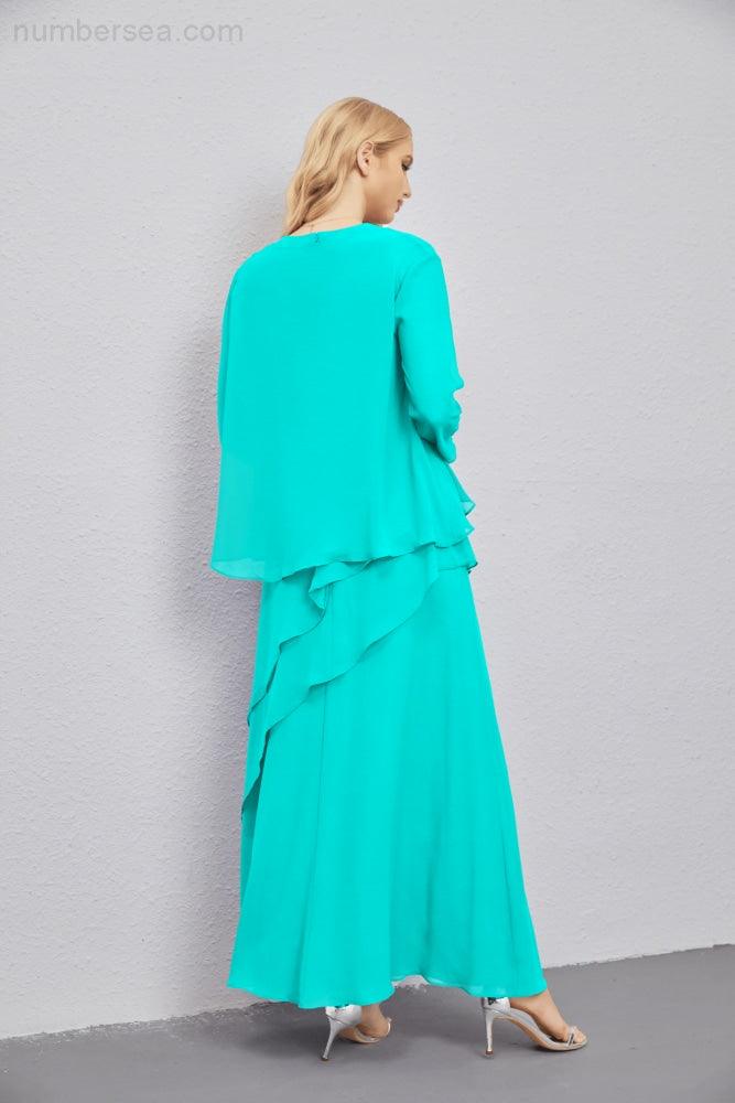 Abito da Sposa Madre con Cardigan Leggero Aperto Davanti Abito da Cerimonia Elegante 28081