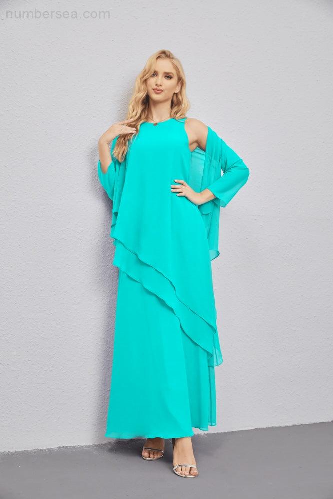 Abito da Sposa Madre con Cardigan Leggero Aperto Davanti Abito da Cerimonia Elegante 28081
