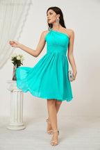 Women Chiffon Short One Shoulder Bridesmaid Dress Formal Dresses for Party Homecoming  2804