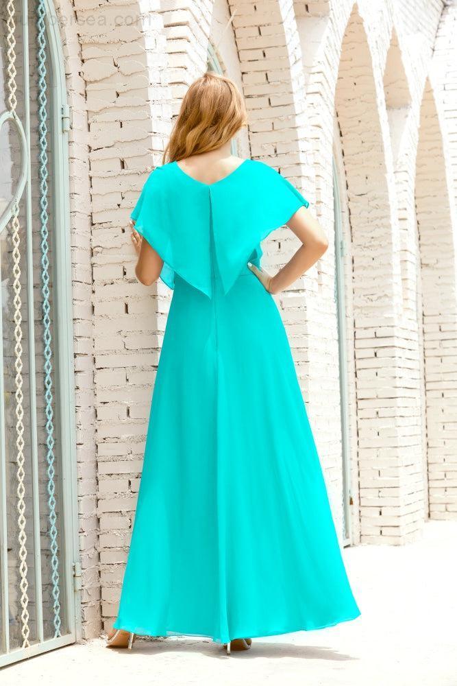 Mother of The Bride Dresses Plus Size V-Neck Floor Length Formal Prom Dress for Wedding Guest 28020