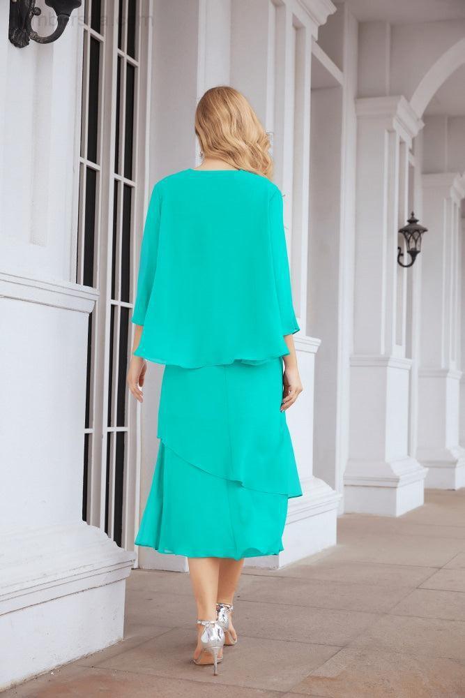 Vestido de fiesta formal de dos piezas en línea A para madre de la novia Numbersea 28072
