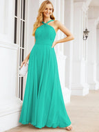 Crisscross Halter Bridesmaid Dresses for Party Wedding Evening Prom Maxi Ball Gowns 28053