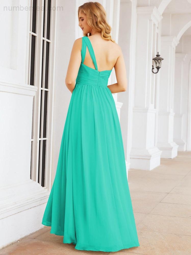 One Shoulder Bridesmaid Dresses Long Maxi Formal Evening Party Prom Gowns 28061