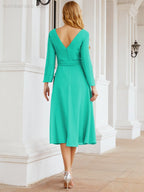 Bridesmaid Dress V-Back Waist Belt Mother of the Bride Wedding Guest SY28031