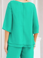 Numbersea Elegantes 2-teiliges Kleid für die Brautmutter Große Größen Hosenanzug mit Rüschenschichten Silberner Hausmantel 28064