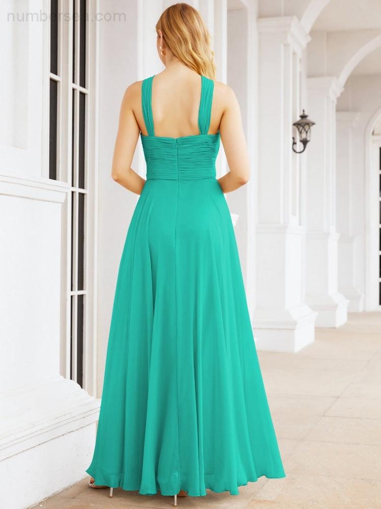Crisscross Halter Bridesmaid Dresses for Party Wedding Evening Prom Maxi Ball Gowns 28053