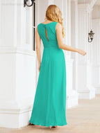 Formelles Ballkleid Elegantes ärmelloses Brautjungfernkleid mit V-Ausschnitt für Hochzeitsfeier 28037