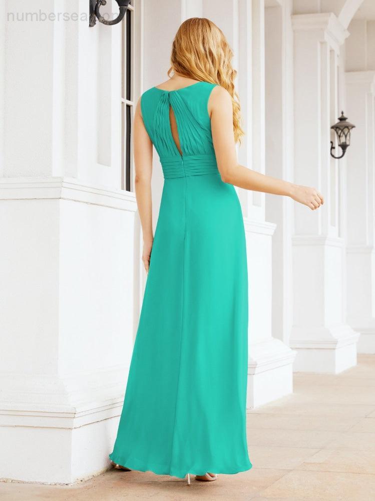 Formelles Ballkleid Elegantes ärmelloses Brautjungfernkleid mit V-Ausschnitt für Hochzeitsfeier 28037