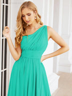 One Shoulder Bridesmaid Dresses Long Maxi Formal Evening Party Prom Gowns 28061