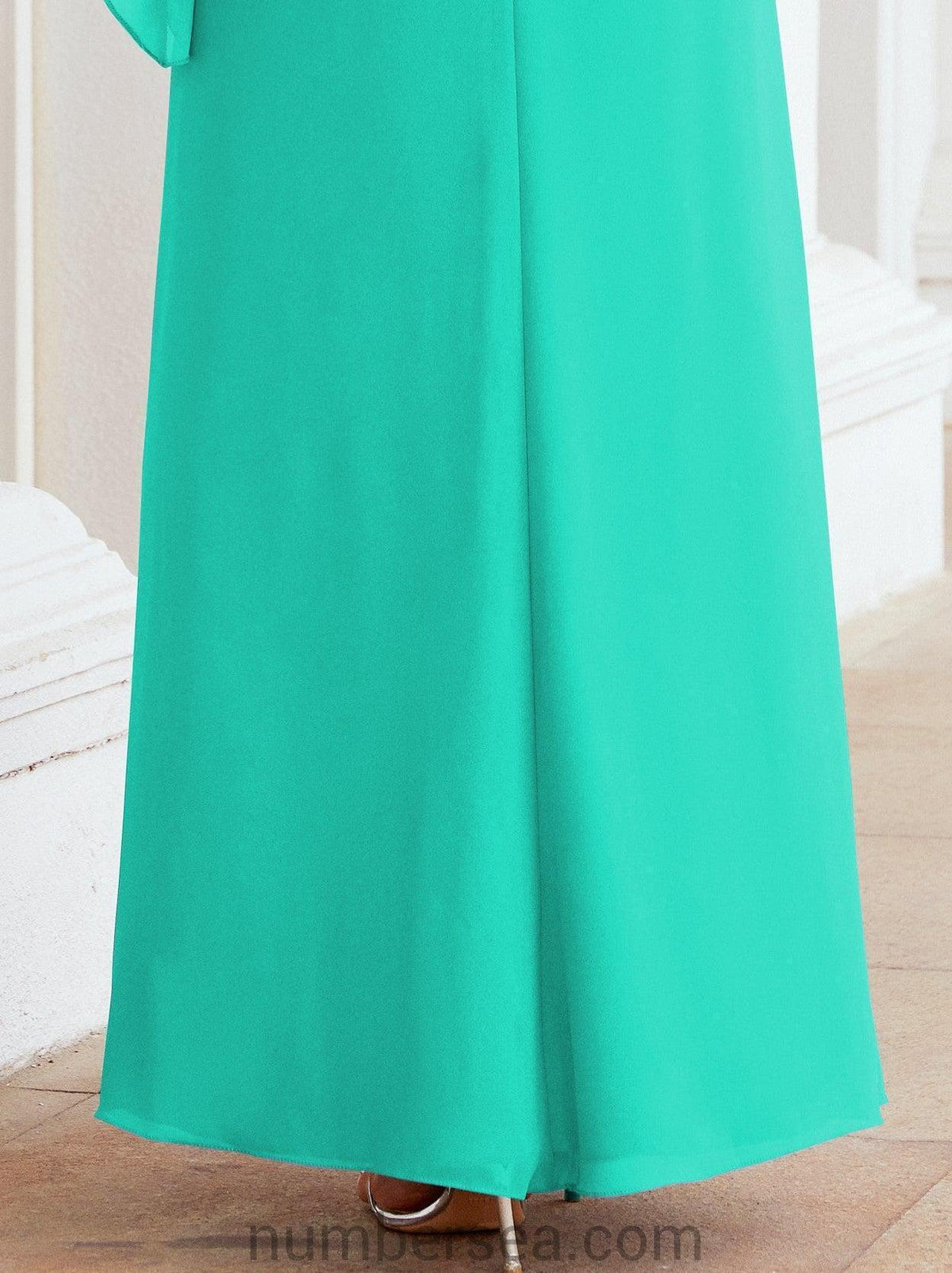 Numbersea Festliches Abendkleid Lang Mutter der Braut Kleid mit Rüschencape 28026