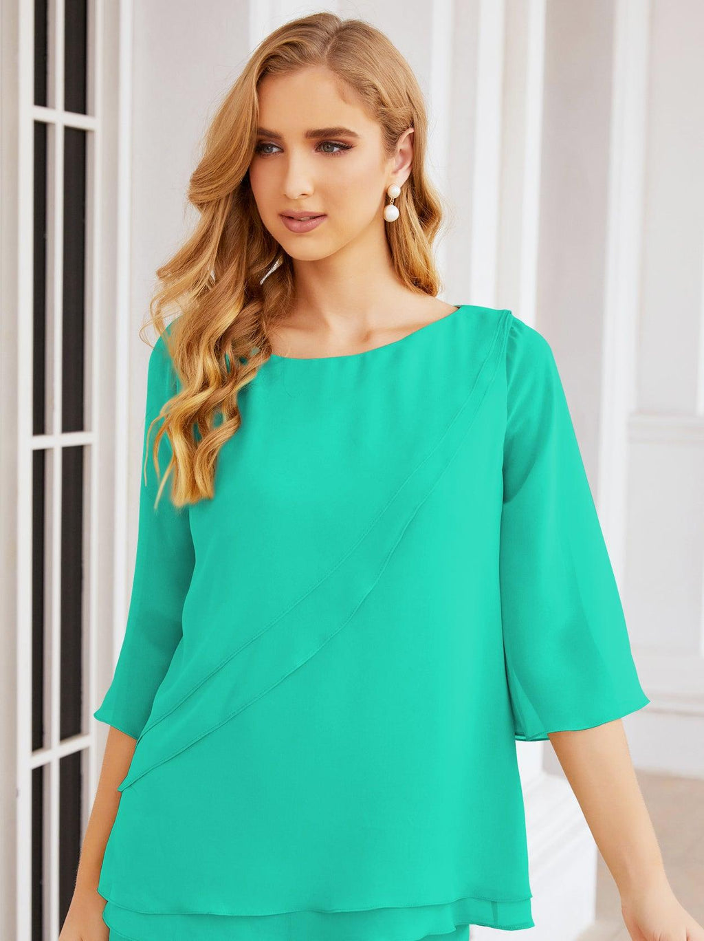 Numbersea Elegantes 2-teiliges Kleid für die Brautmutter Große Größen Hosenanzug mit Rüschenschichten Silberner Hausmantel 28064