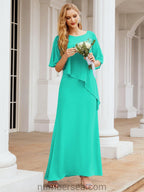 Numbersea Festliches Abendkleid Lang Mutter der Braut Kleid mit Rüschencape 28026