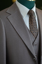 Taupe Wool 3 Piece Wedding Suit For Groom And Groomsmen With Tailored Fit