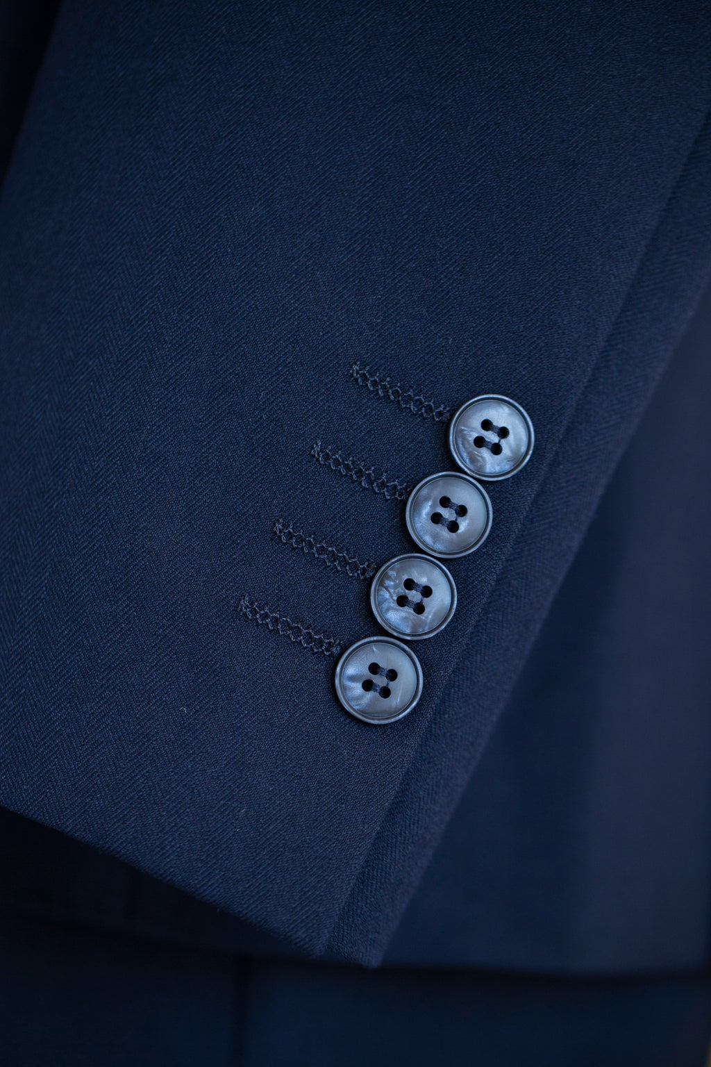 Navy Blue Wool 3 Piece Wedding Suit For Groom And Groomsmen