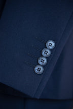 Navy Blue Wool 3 Piece Wedding Suit For Groom And Groomsmen