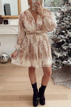 Abito corto a balze plissettato in chiffon con paillettes Una Notte da Ricordare