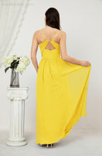 Neck Bridesmaid Dresses Chiffon Long Spaghetti A-line Formal Prom Gown for Wedding Party Evening 2801