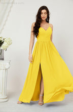 Neck Bridesmaid Dresses Chiffon Long Spaghetti A-line Formal Prom Gown for Wedding Party Evening 2801