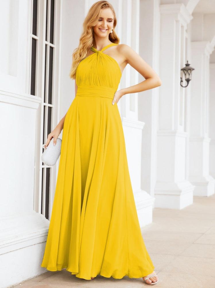 Crisscross Halter Bridesmaid Dresses for Party Wedding Evening Prom Maxi Ball Gowns 28053