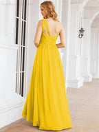 One Shoulder Bridesmaid Dresses Long Maxi Formal Evening Party Prom Gowns 28061