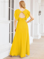 Bridesmaid Dresses Cape Formal Prom Dress Open Back Gowns for Mother of The Bride 28058