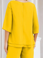 Numbersea Elegantes 2-teiliges Kleid für die Brautmutter Große Größen Hosenanzug mit Rüschenschichten Silberner Hausmantel 28064