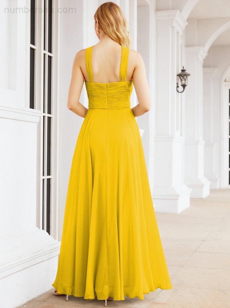 Crisscross Halter Bridesmaid Dresses for Party Wedding Evening Prom Maxi Ball Gowns 28053