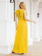 Formelles Ballkleid Elegantes ärmelloses Brautjungfernkleid mit V-Ausschnitt für Hochzeitsfeier 28037