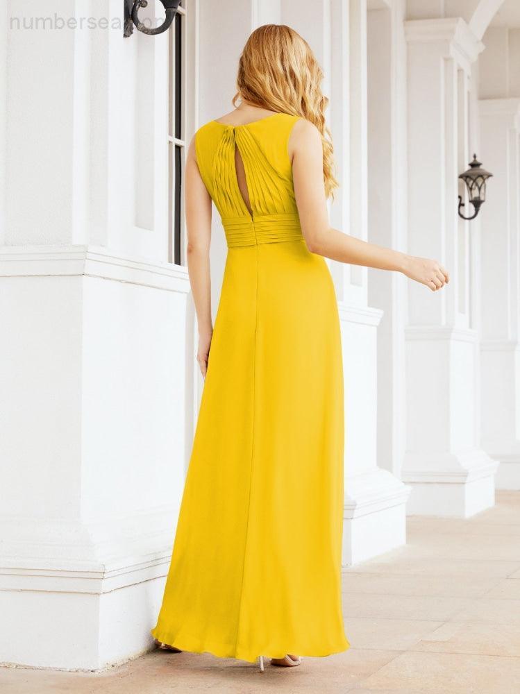 Formelles Ballkleid Elegantes ärmelloses Brautjungfernkleid mit V-Ausschnitt für Hochzeitsfeier 28037