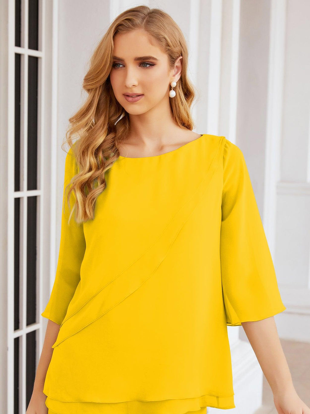 Numbersea Elegantes 2-teiliges Kleid für die Brautmutter Große Größen Hosenanzug mit Rüschenschichten Silberner Hausmantel 28064
