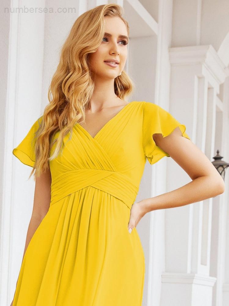 Vestidos de Baile Formais Numbersea para Mãe da Noiva com Mangas de Renda Vestido de Dama de Honra 28047