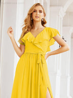 Bridesmaid Dresses with Flutter Sleeves Formal Evening Party Prom Gowns 28044