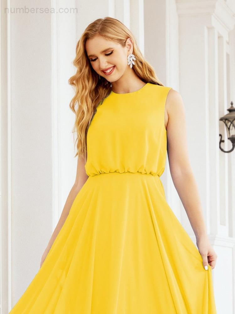 Sleeveless Long Bridesmaid Dress A line Formal Evening Prom Gown 28025