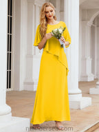 Numbersea Festliches Abendkleid Lang Mutter der Braut Kleid mit Rüschencape 28026