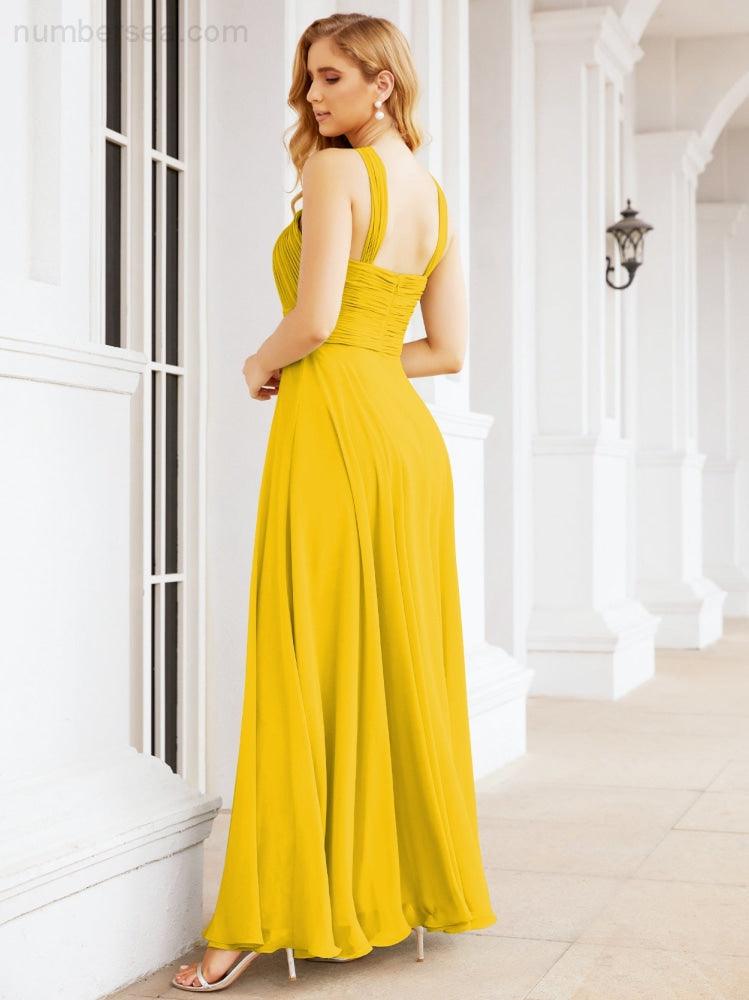 Crisscross Halter Bridesmaid Dresses for Party Wedding Evening Prom Maxi Ball Gowns 28053
