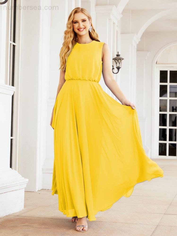 Sleeveless Long Bridesmaid Dress A line Formal Evening Prom Gown 28025
