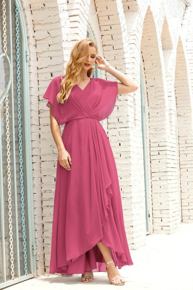 Mother of The Bride Dresses Plus Size V-Neck Floor Length Formal Prom Dress for Wedding Guest 28020