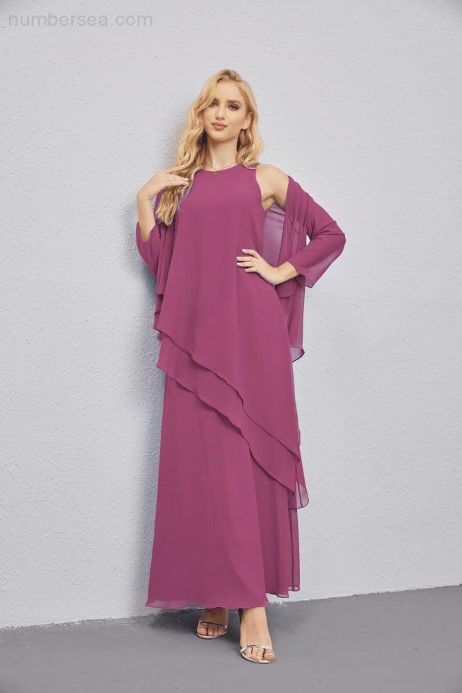 Abito da Sposa Madre con Cardigan Leggero Aperto Davanti Abito da Cerimonia Elegante 28081