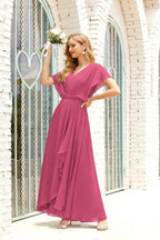 Mother of The Bride Dresses Plus Size V-Neck Floor Length Formal Prom Dress for Wedding Guest 28020