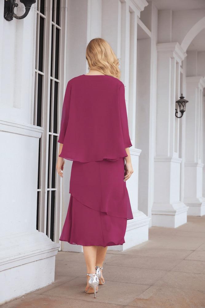 Vestido de fiesta formal de dos piezas en línea A para madre de la novia Numbersea 28072
