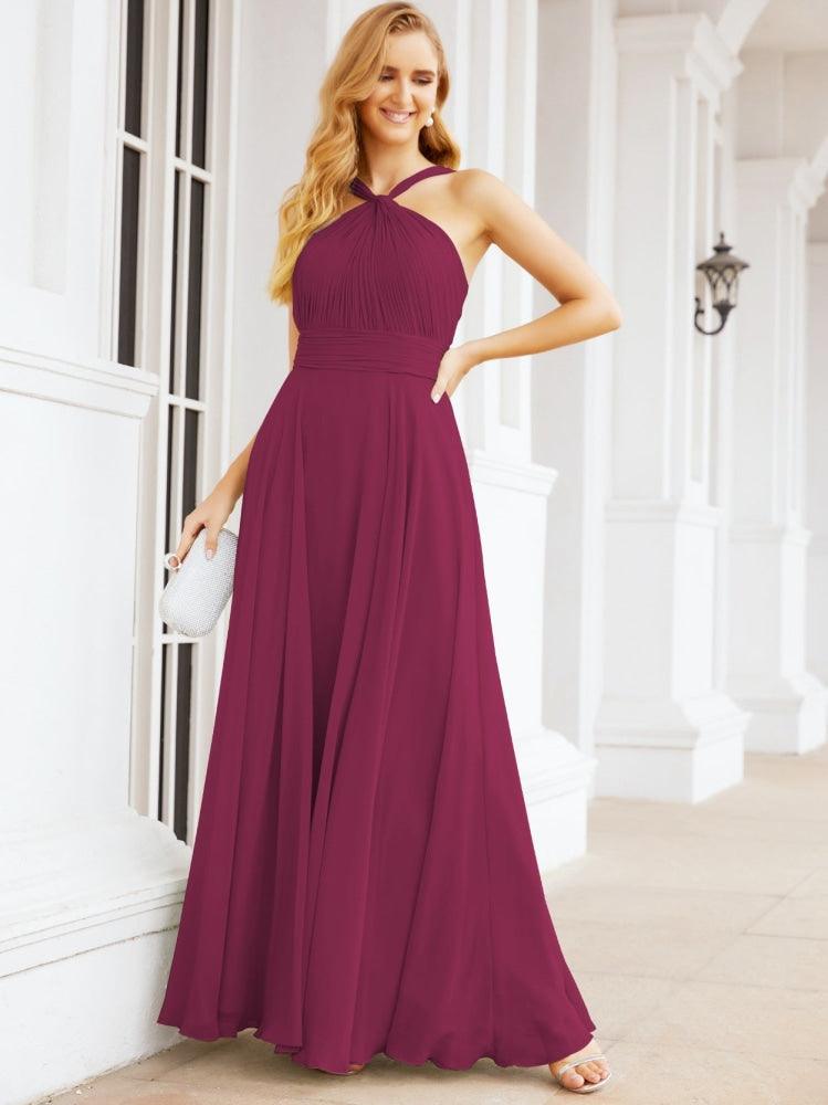 Crisscross Halter Bridesmaid Dresses for Party Wedding Evening Prom Maxi Ball Gowns 28053