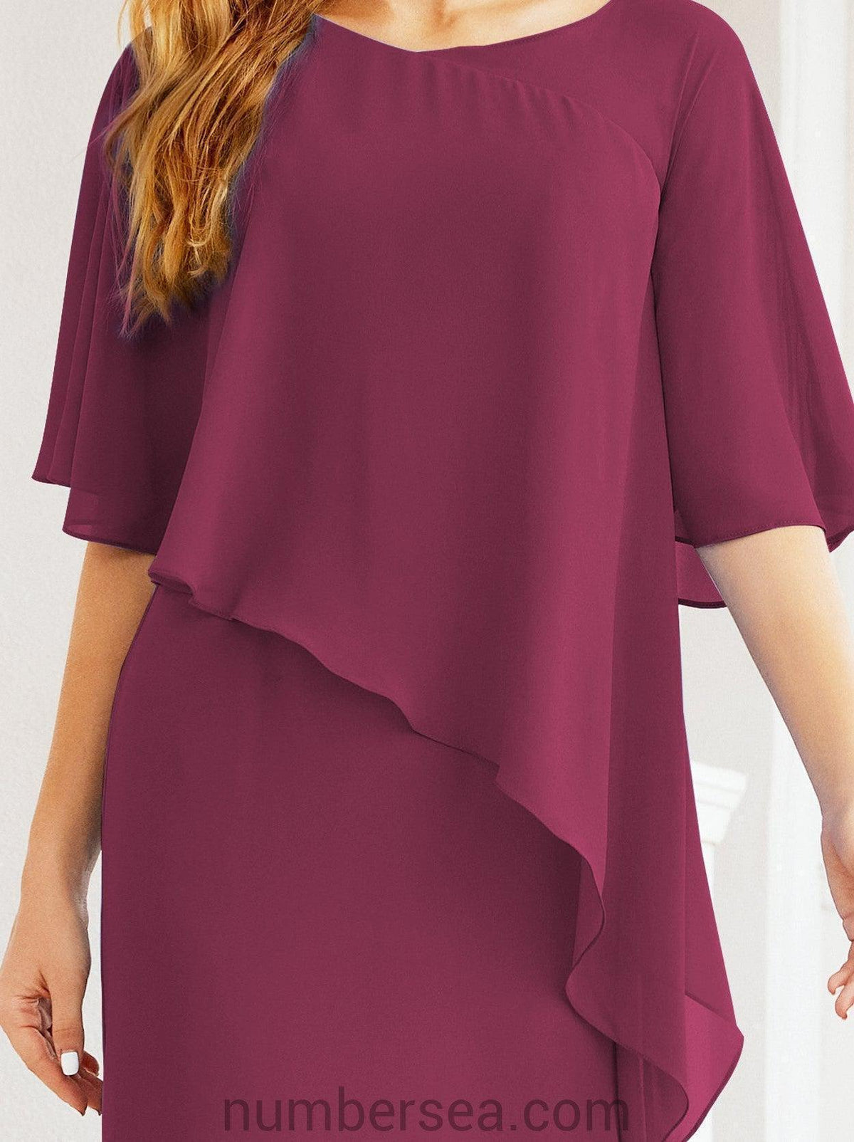 Numbersea Festliches Abendkleid Lang Mutter der Braut Kleid mit Rüschencape 28026