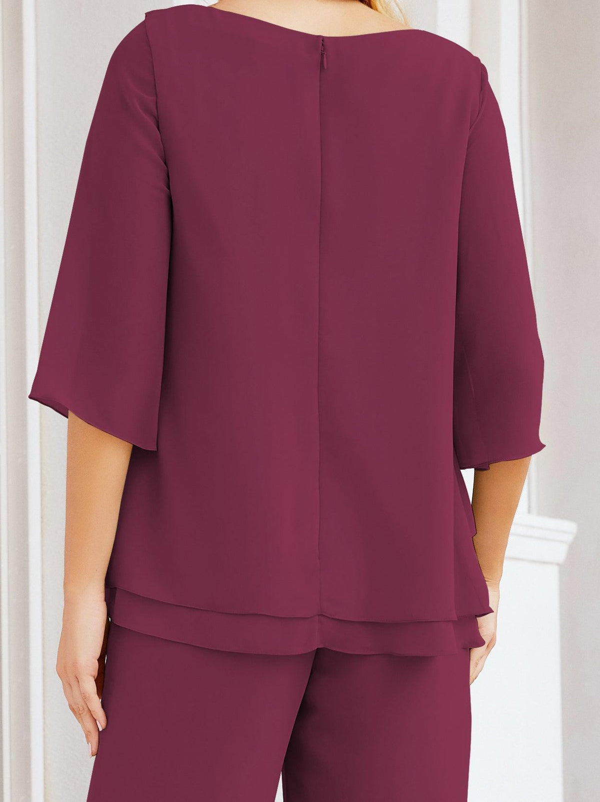 Numbersea Elegantes 2-teiliges Kleid für die Brautmutter Große Größen Hosenanzug mit Rüschenschichten Silberner Hausmantel 28064