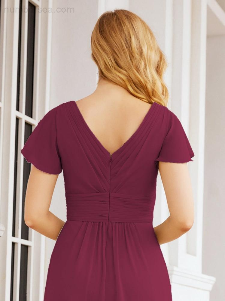 Vestidos de Baile Formais Numbersea para Mãe da Noiva com Mangas de Renda Vestido de Dama de Honra 28047